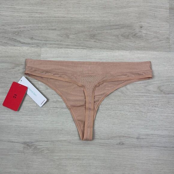 Tommy John Second Skin Thong Panty Womens Medium Maple Sugar Beige NEW - Picture 3 of 5